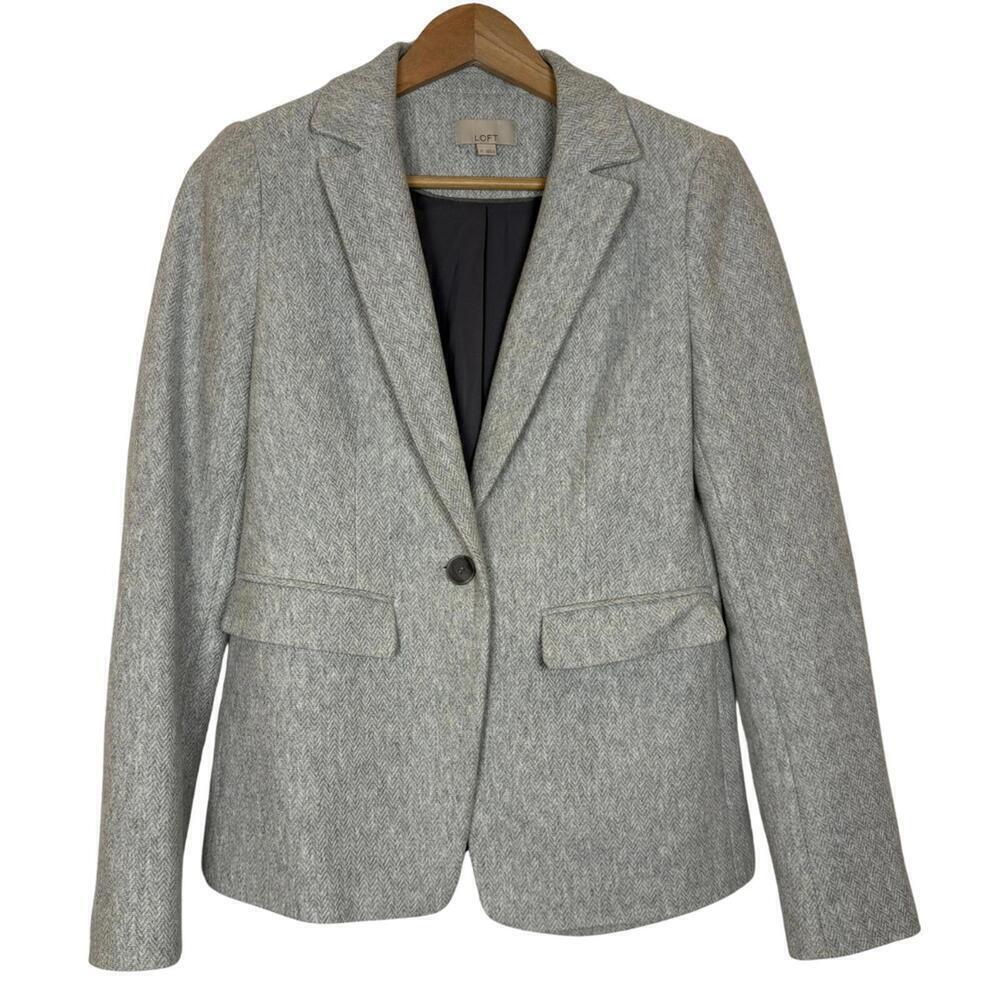 LOFT Size: 0 Grey Cotton Academic Professional Blazer